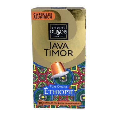 10 Capsules Aluminium Compatibles Nespresso Pure Origine Ethiopie Java Timo Dubois Café