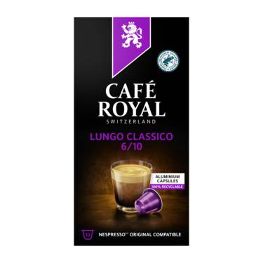 10 Capsules Aluminium Lungo Classico Café Royal Nespresso Compatible