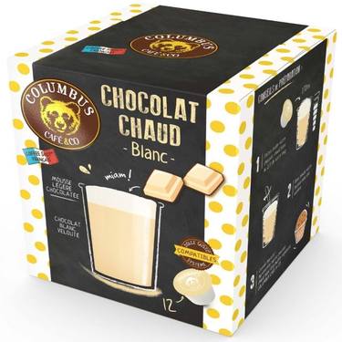 12 Capsules Chocolat Chaud Blanc Colombus Café et Co (Dolce Gusto)