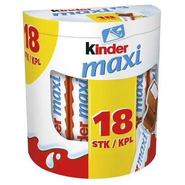 18 Barres Chocolat au Lait avec Fourrage au Lait Kinder maxi  378 g