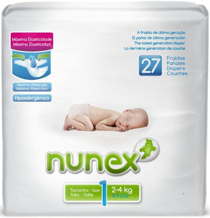 27 Couches Nouveaux Nés Nunex T1 (2 - 4kg)