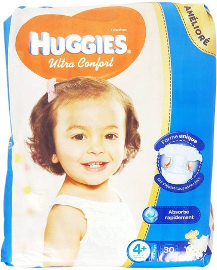 30 Couches Xlarge Huggies T4+ (10 - 16kg)
