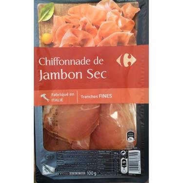 4 Tranches Fines Chiffonnade Jambon Sec de Porc Carrefour 100 g