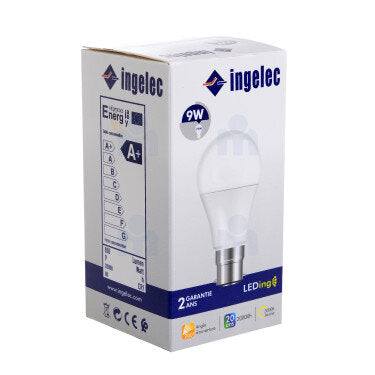 Ampoule Accroches LED A60 9W B22 3000K Lumière Jaune  Ingelec