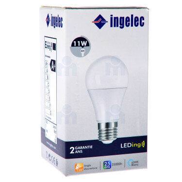 Ampoule  Filetage LED A60 11W E27 6500K Lumière Blanche  Ingelec