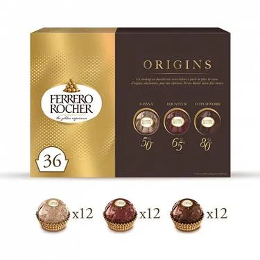 Assortiment de Fines Gaufrettes Enrobées de Chocolat Ferrero Rocher Origins  450 g
