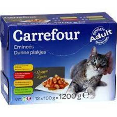 Assortiment de Pâtée pour Chats Adultes Émincés en Sauce Carrefour 12x100 g
