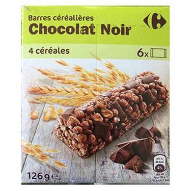 Barres de Céréales au Chocolat Noir Carrefour (6x21 g)  126 g