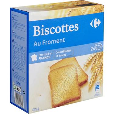 Biscottes Natures au Froment  Carrefour 300 g