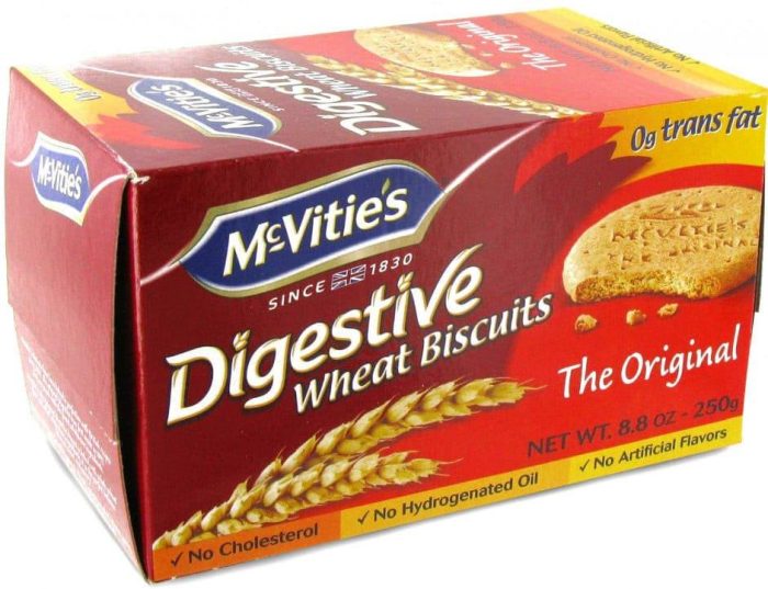 Biscuits Digestive Croustillants à la Farine de Blé McVities 250 g