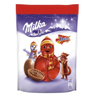Bonbons de Noël au chocolat au lait et aux éclats de Daim Milka 86g