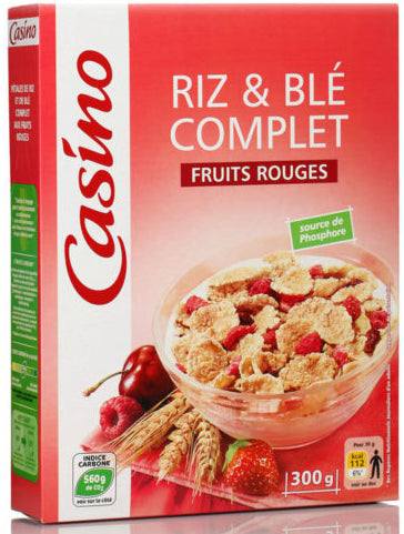 Céréales Riz et Blé Complet Fruits Rouges Casino 300g