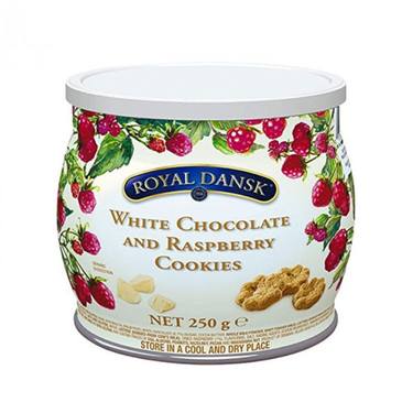 Cookies au Chocolat Blanc et Framboise Royal Dansk  250 g