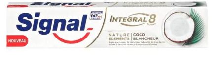 Dentifrice Intégral 8 Antibactérien  Nature Éléments Coco Blancheur Signal 75ml