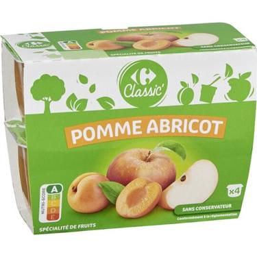 Dessert Pomme Abricot Carrefour Classic  4x 100 g