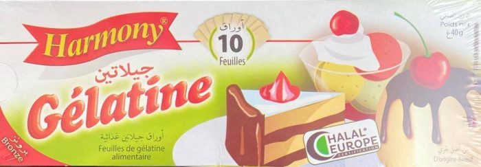 Gelatine Halal 10 Feuilles Harmony 40g