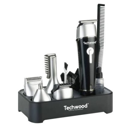 Kit Techwood. Tondeuse + Tondeuse de finition + Taille moustache et barbe + Mini Rasoir + Epilateur nasal