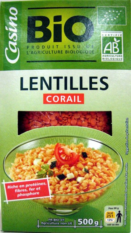 Lentilles Corail Bio Casino 500G