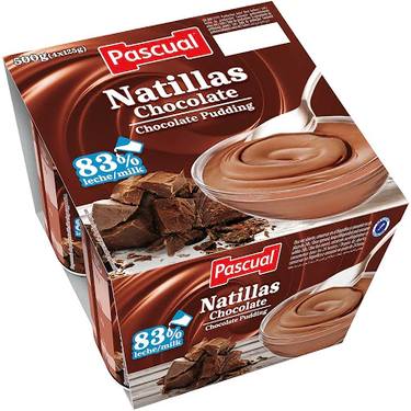 Natillas Crème Dessert Chocolat Sans Gluten Pascual 4x125g
