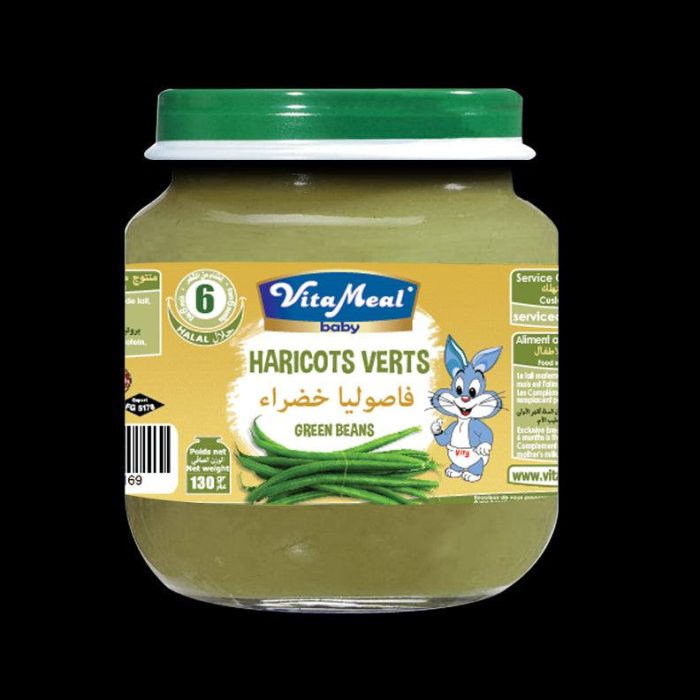 Petit Pot Dessert Haricots verts Sans Gluten ni Lactose Vitameal Baby 130g