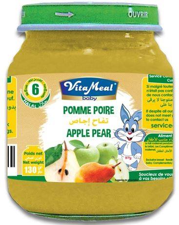 Petit Pot Pomme Poire Sans Gluten ni lactose VitaMeal 130g
