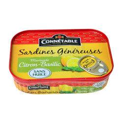 Sardines Sardines Généreuses Marinade Citron-Basilic Sans Huile Connétable  140 g