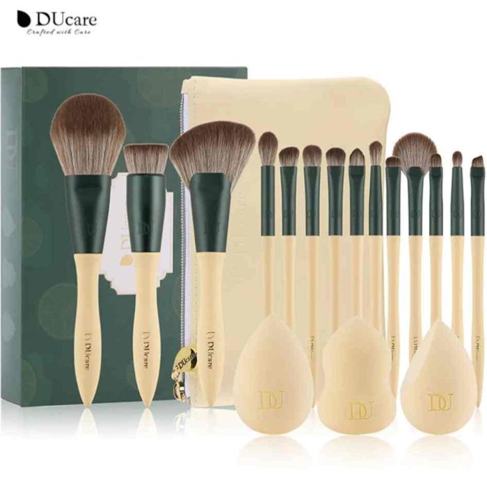 DUCARE - Set Pro 14 Brush + 3 éponges golden + pochette ( 17 pièces)