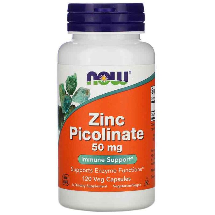 NOW -  ZINC PICOLINATE 50 MG 60 CAPSULES VEGETALES