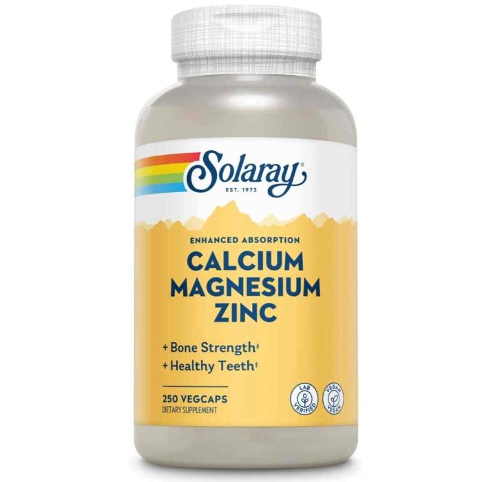 Solaray - Calcium Magnésium Zinc - 250 comprimes