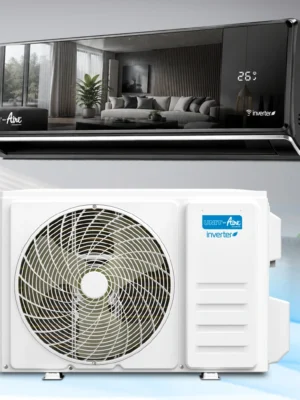 Climatiseur split mural Unit-Aire WTCBV Inverter noir effet miroir avec affichage LED, unité extérieure et télécommande